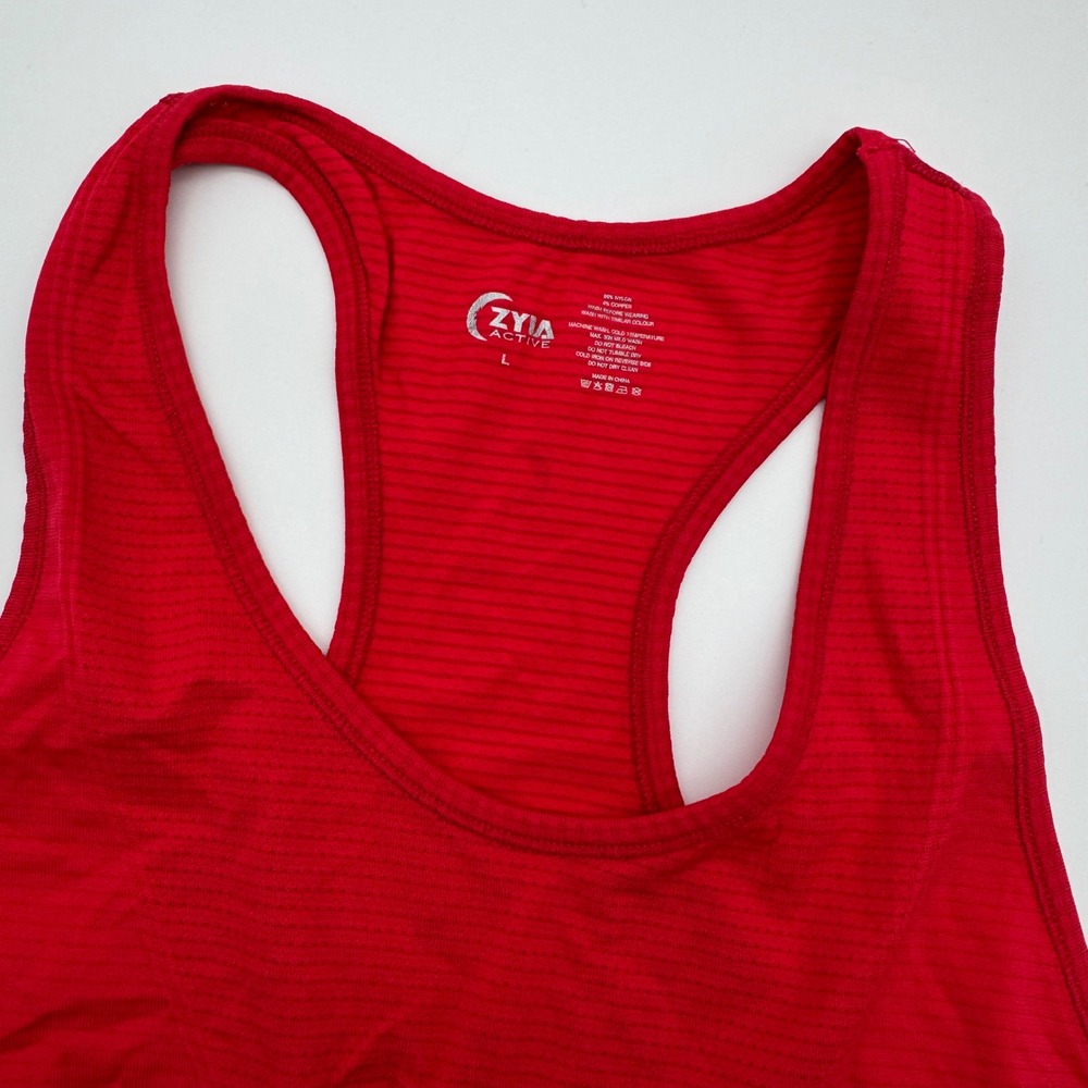 Zyia Active Copper Charged Tank Top Red Racerback Seamless Athletic Gym Womens L - Picture 2 of 3